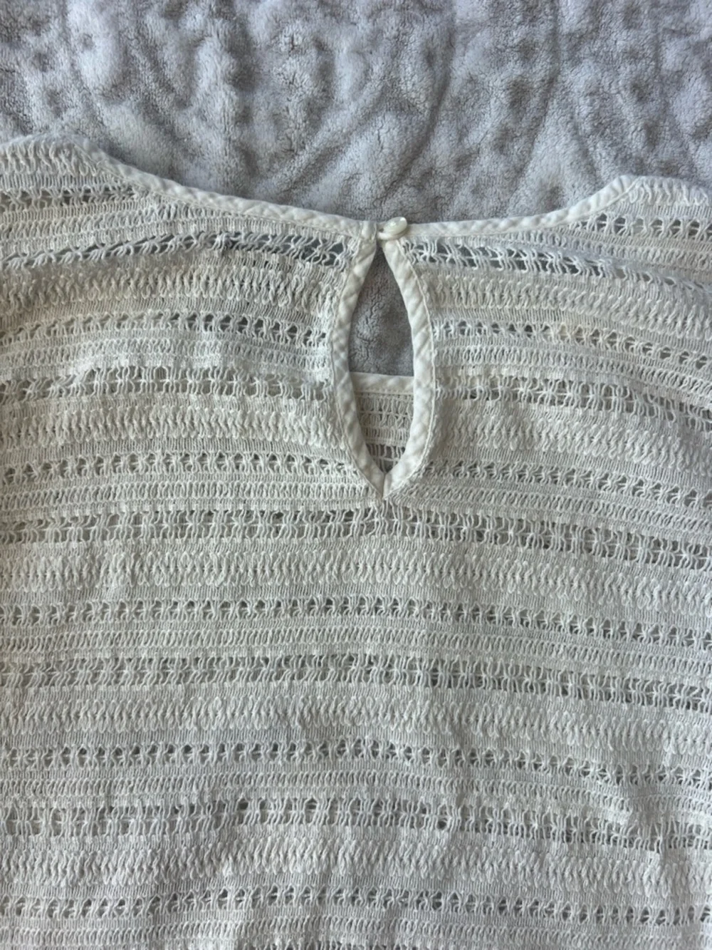 NWOT Aerie White Open-Knit Fringe Trim Short Sleeve Boho Top | Size M - Picture 10 of 10